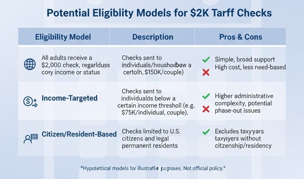 Comparison chart of potential eligibility models for $2K tariff checks